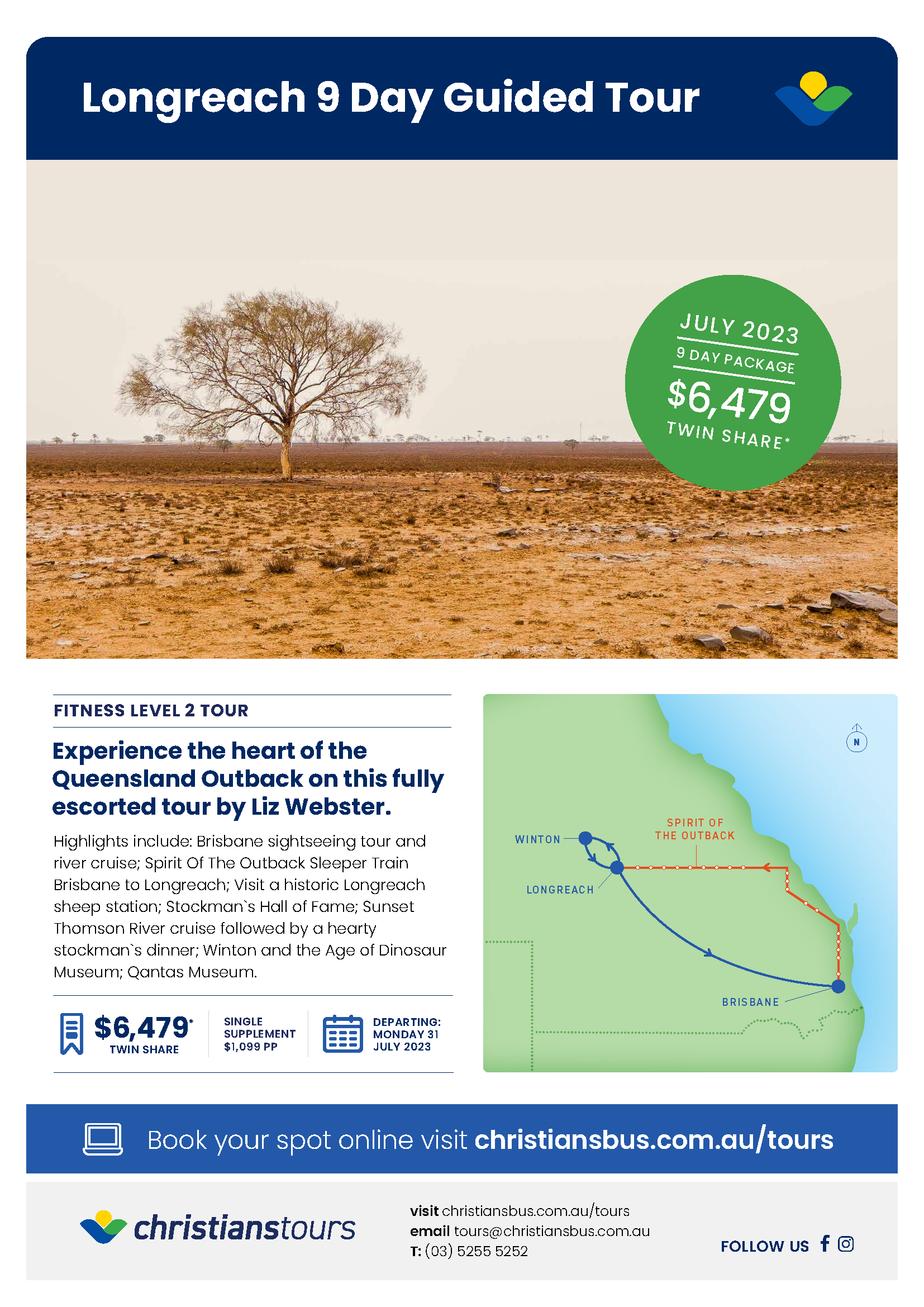 Longreach 9 Day Tour - Itinerary